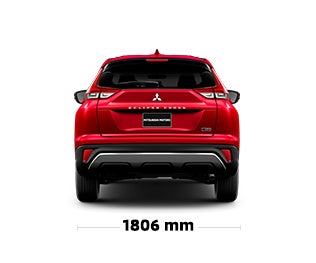 The back of a Mitsubishi Eclipse Cross, showing specs and dimensions.