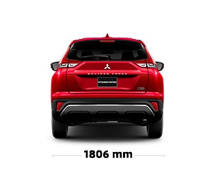 Vue arrière d’un Mitsubishi Eclipse Cross 2024, illustrant les spécifications et les dimensions.