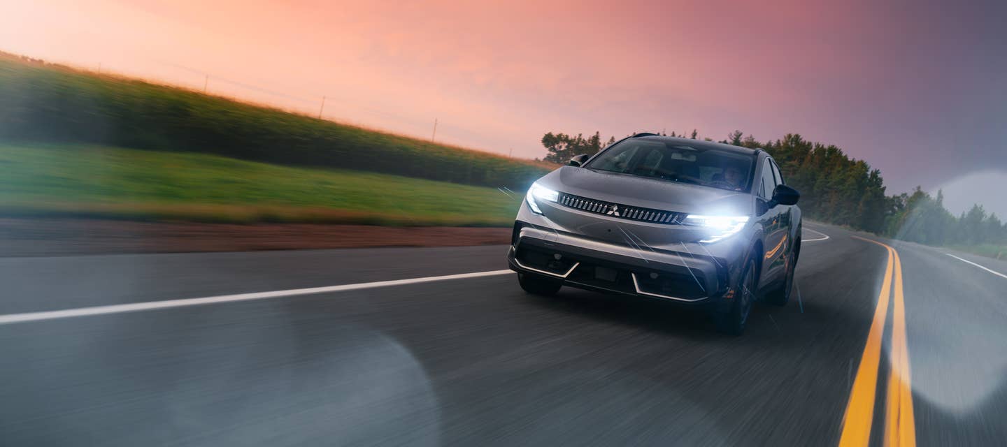 The Eclipse Sportback on a country road at dawn