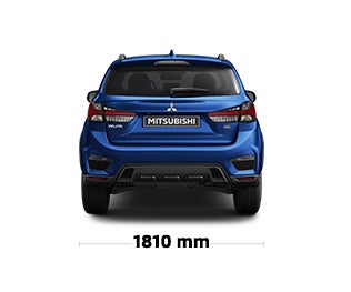 Front view of a blue 2022 Mitsubishi RVR showcasing width dimensions